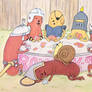Hot Dog Knights Playing Poker