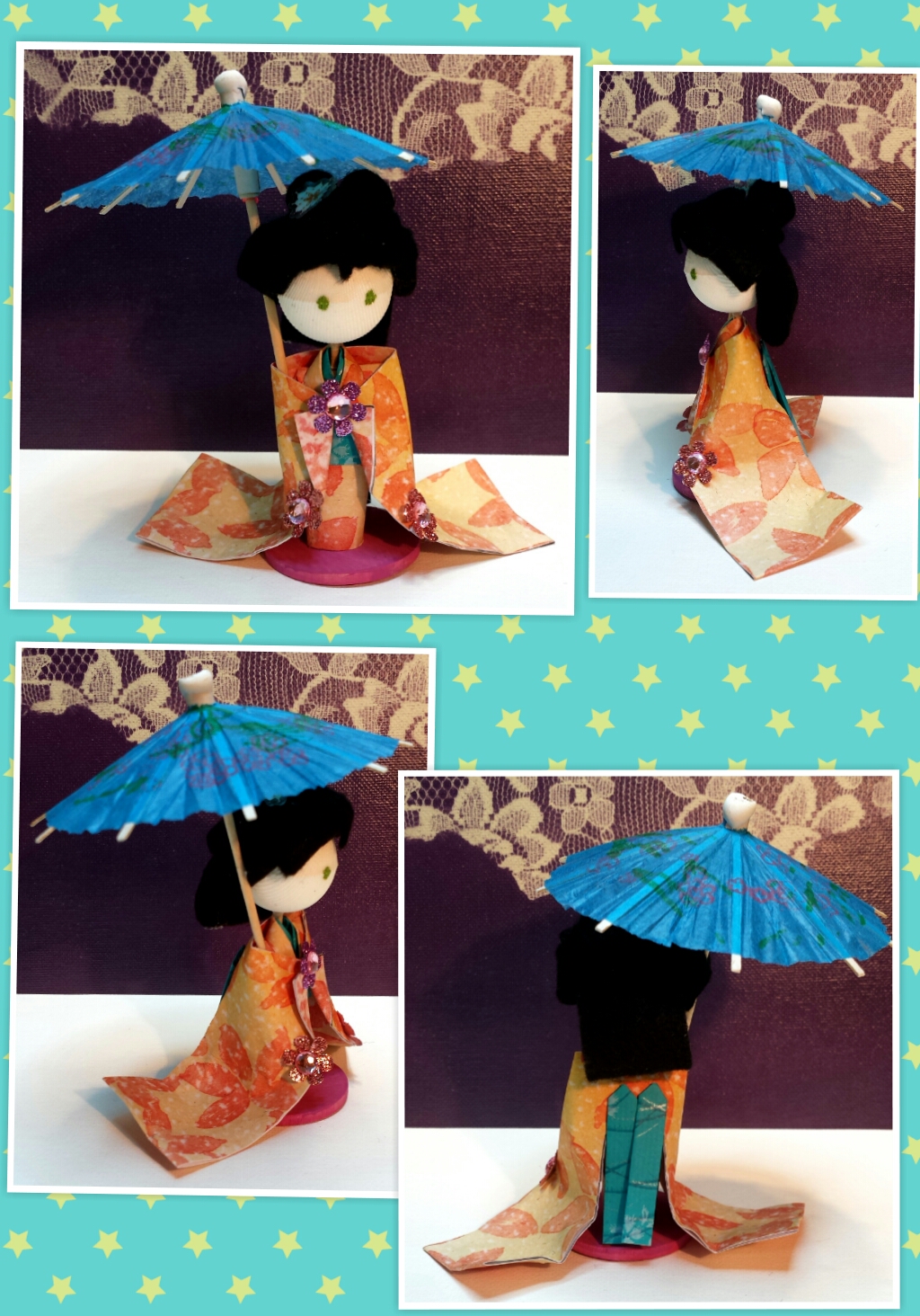 Gift: 3D Origami Maiko - Blue Umbrella