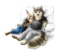 Commission-Snuggle time with the new pups