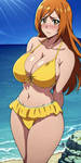 Orihime`s Yellow  Bikini 2 by RedEyes300