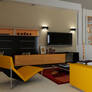 retromodern orange living room