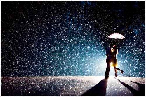 Kiss in the pouring rain ..