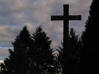 Silhouette - cemetery cross.