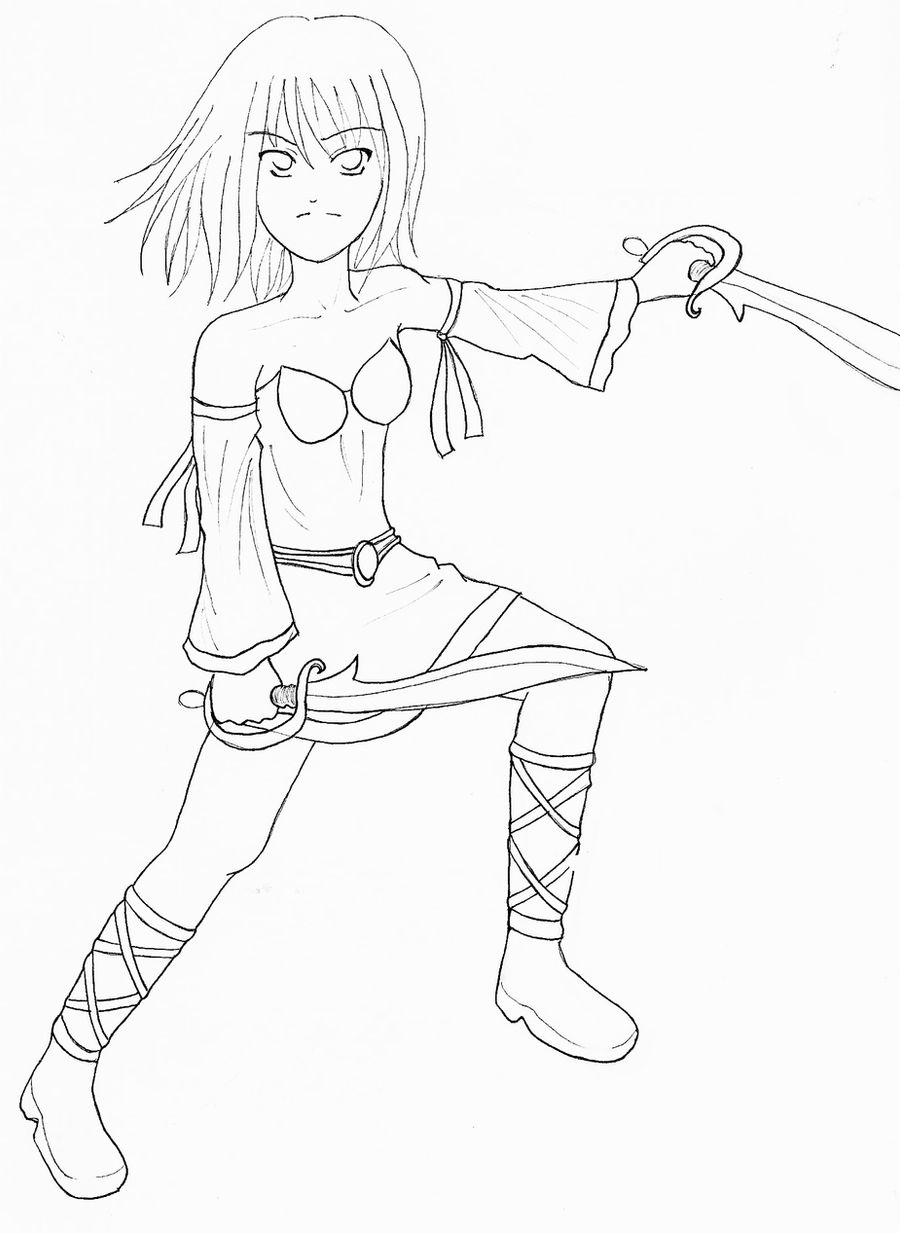 Warrior Girl Lineart