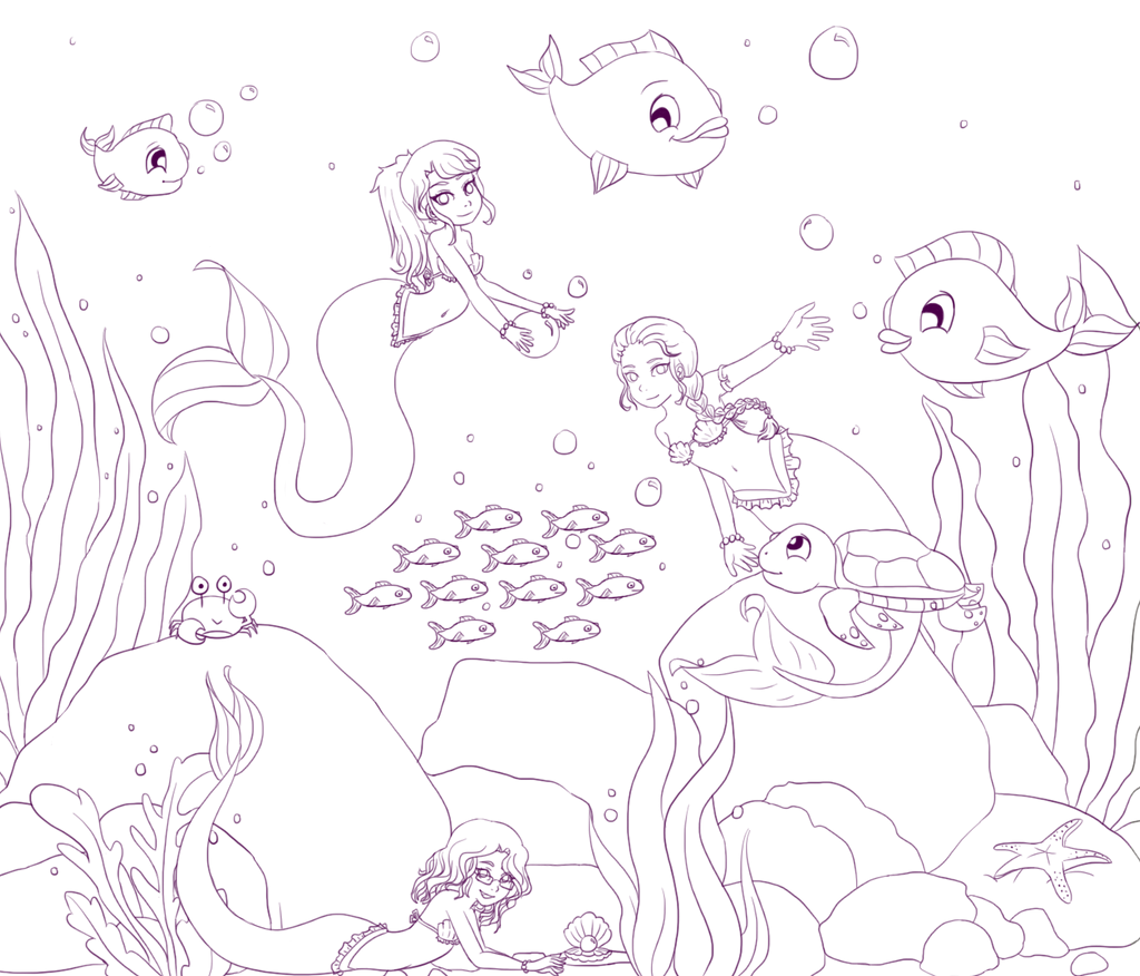 Mermaids LineArt