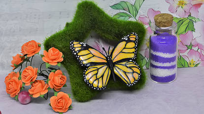 Polymer clay brooch Monarch Butterfly