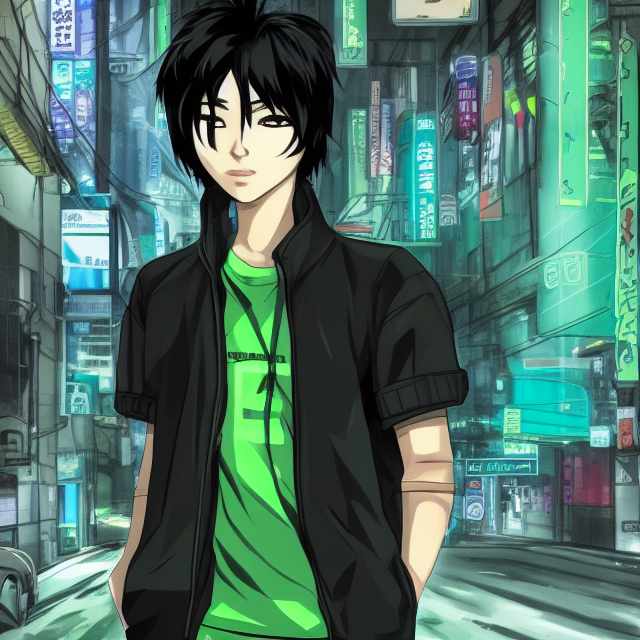 a boy with black hair with shadowy figure like a monster behind him thats  connected to his body - AI Generated Artwork - NightCafe Creator