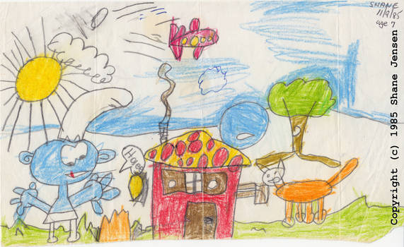 Childhood Smurf drawing 1985