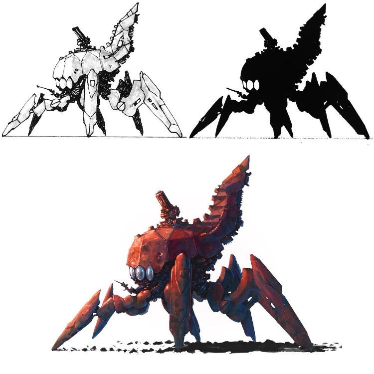 Mech three stage render by DaveyBaker on DeviantArt