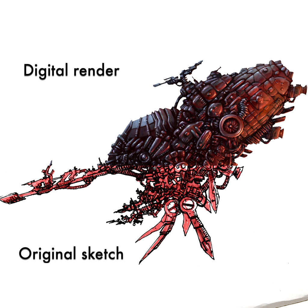 Render process from initial sketch by DaveyBaker on DeviantArt