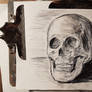 skull sketch(black chalk pencil on textured paper)