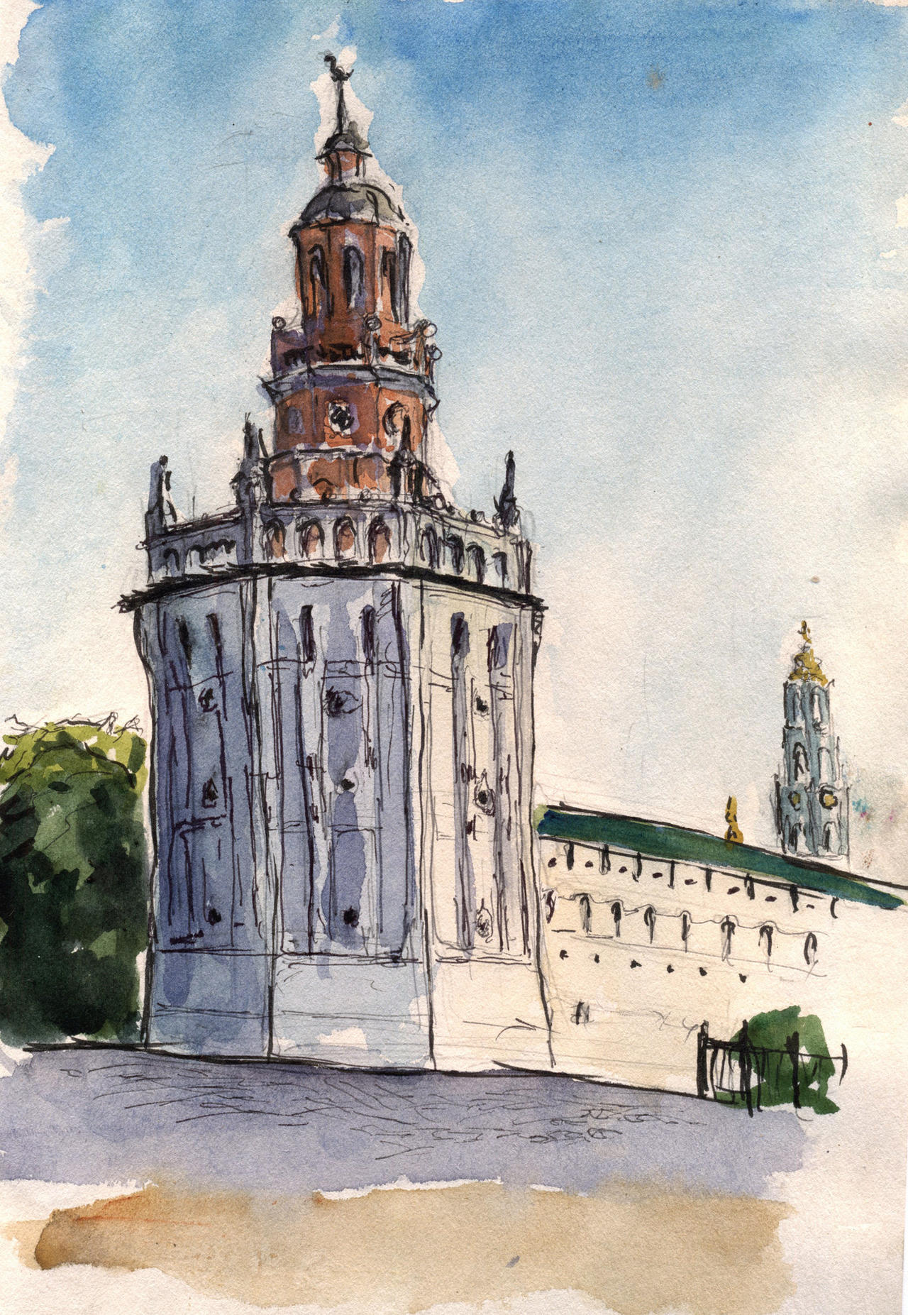 Watercolor sketch 25 july Duck Tower of Lavra