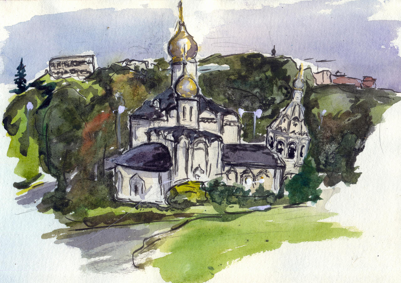 Fast watercolor sketch 27 august 2024 near Lavra