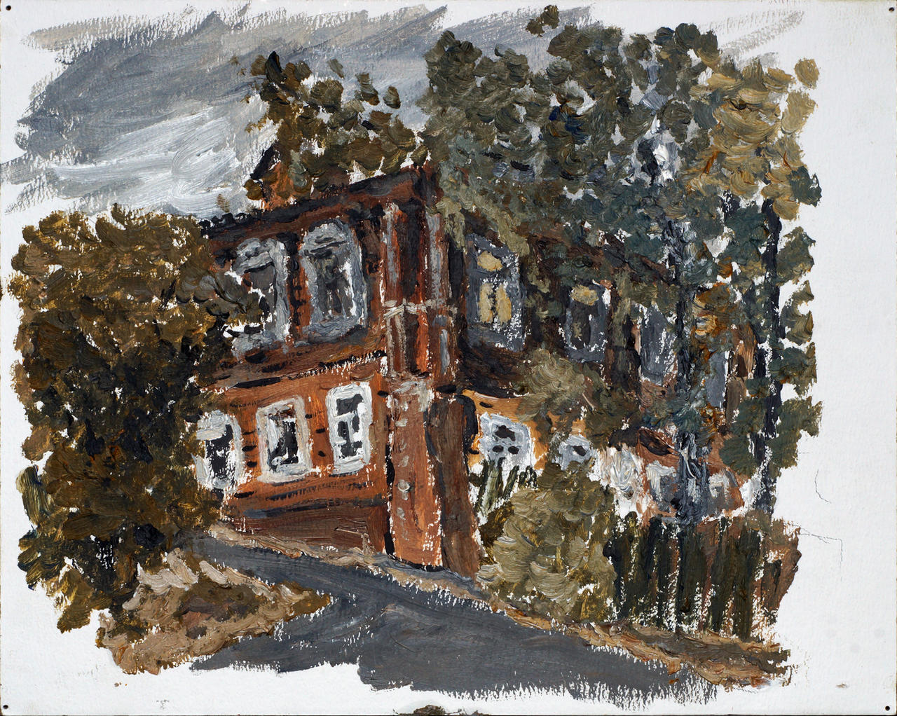 Oil sketch 10 september 2024 Old house at dusk