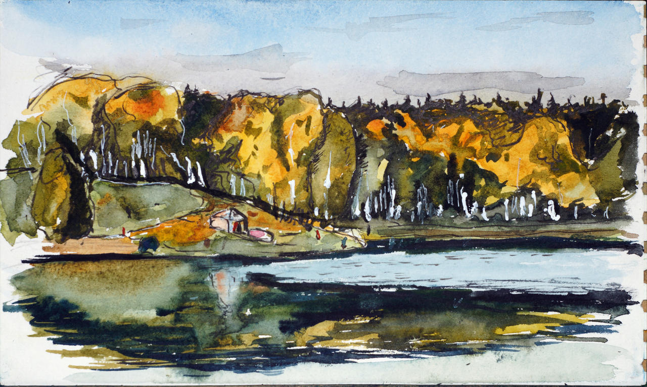 Watercolor sketch 21 sept.2024 landscape with tent