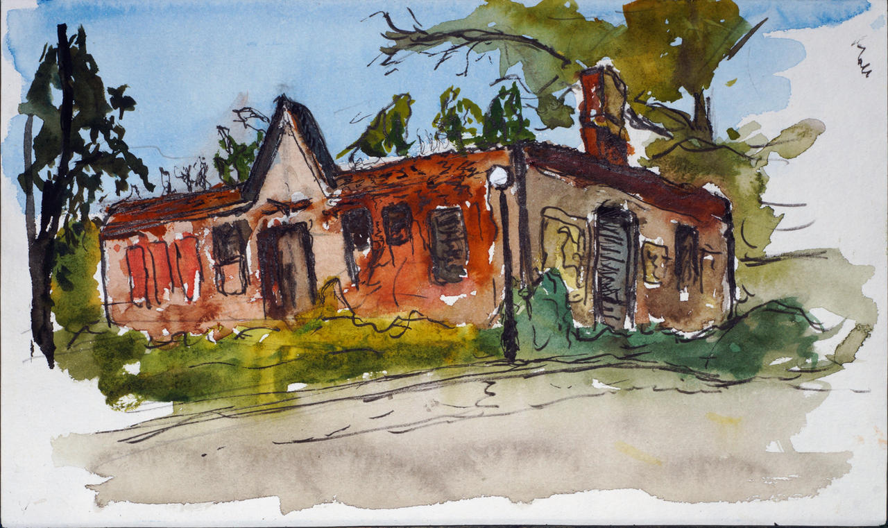 Watercolor sketch 22 sept.2024 abandoned building