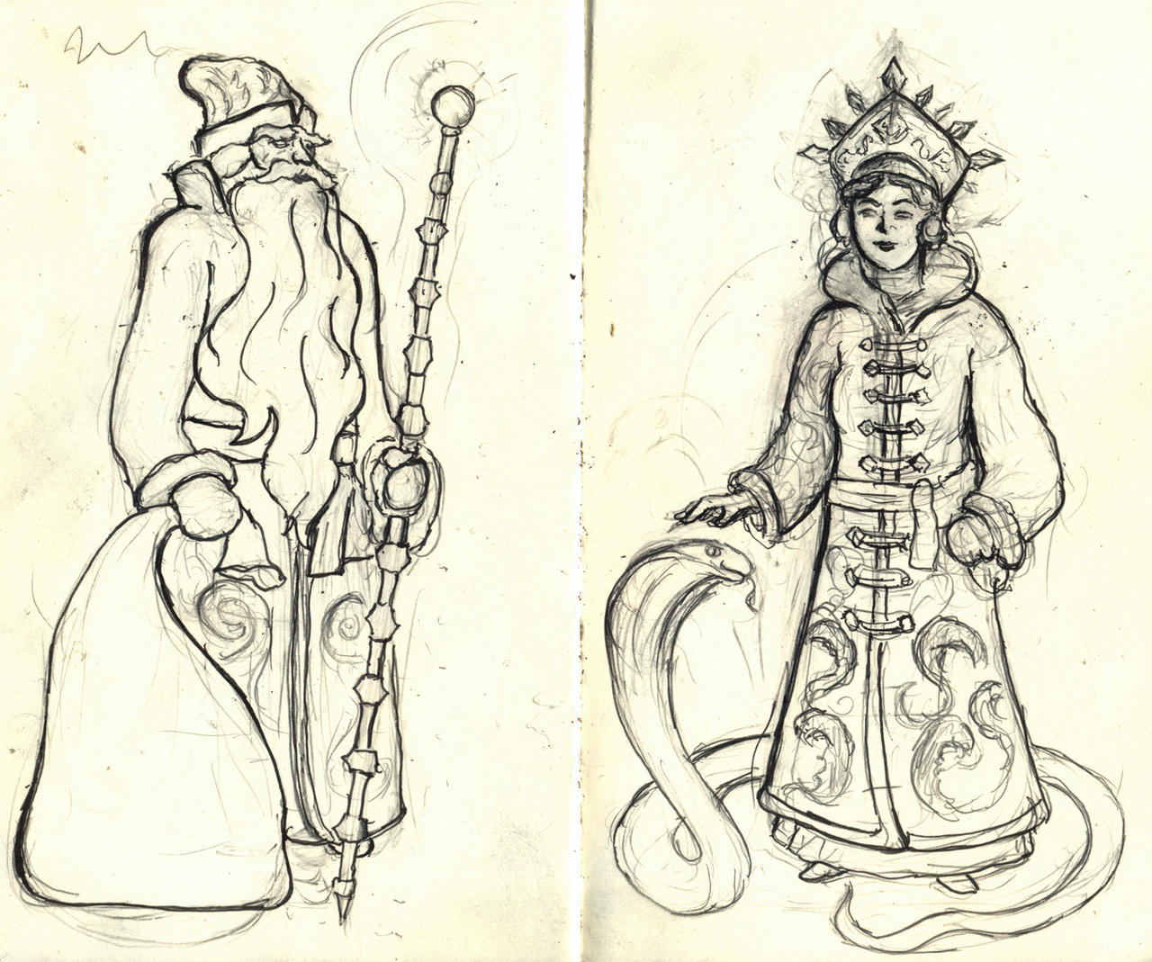 Sketches (Ded Moroz and Snegurochka)