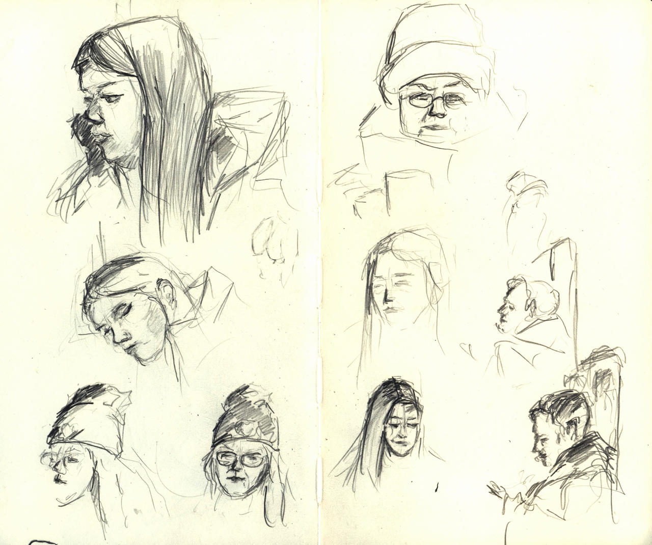 Fast sketches from suburban train 22 january 2025