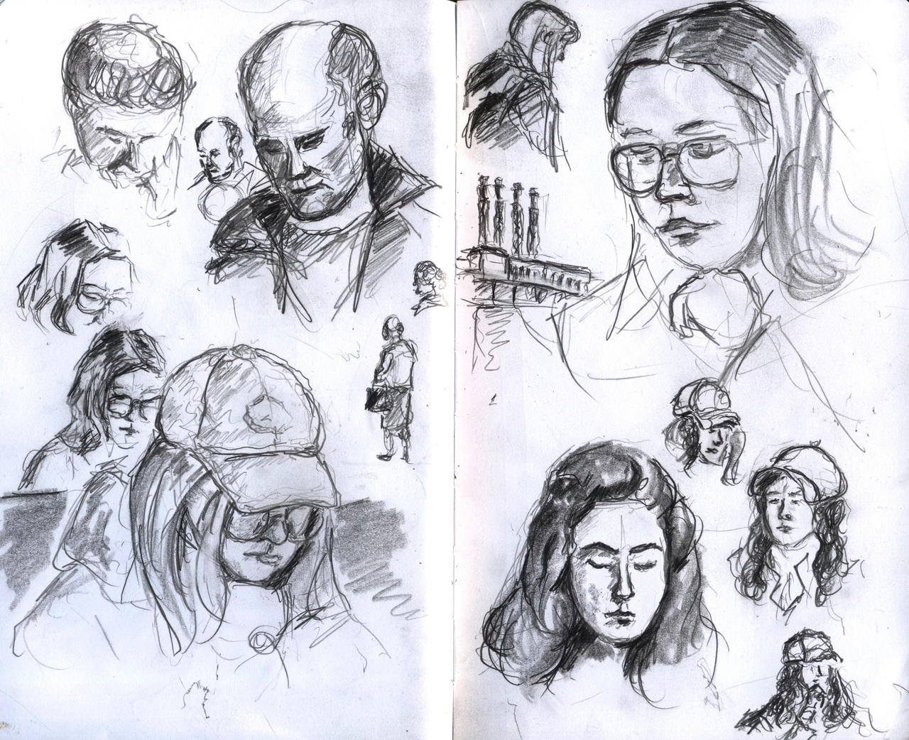 Fast sketches (sub. train, street ) 18 April 2025