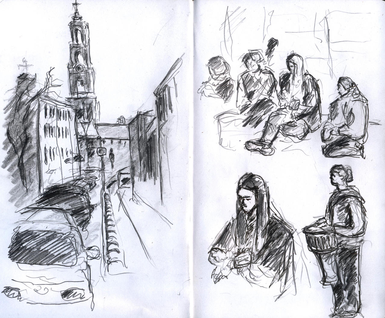 Fast sketches (street view, street musicians)