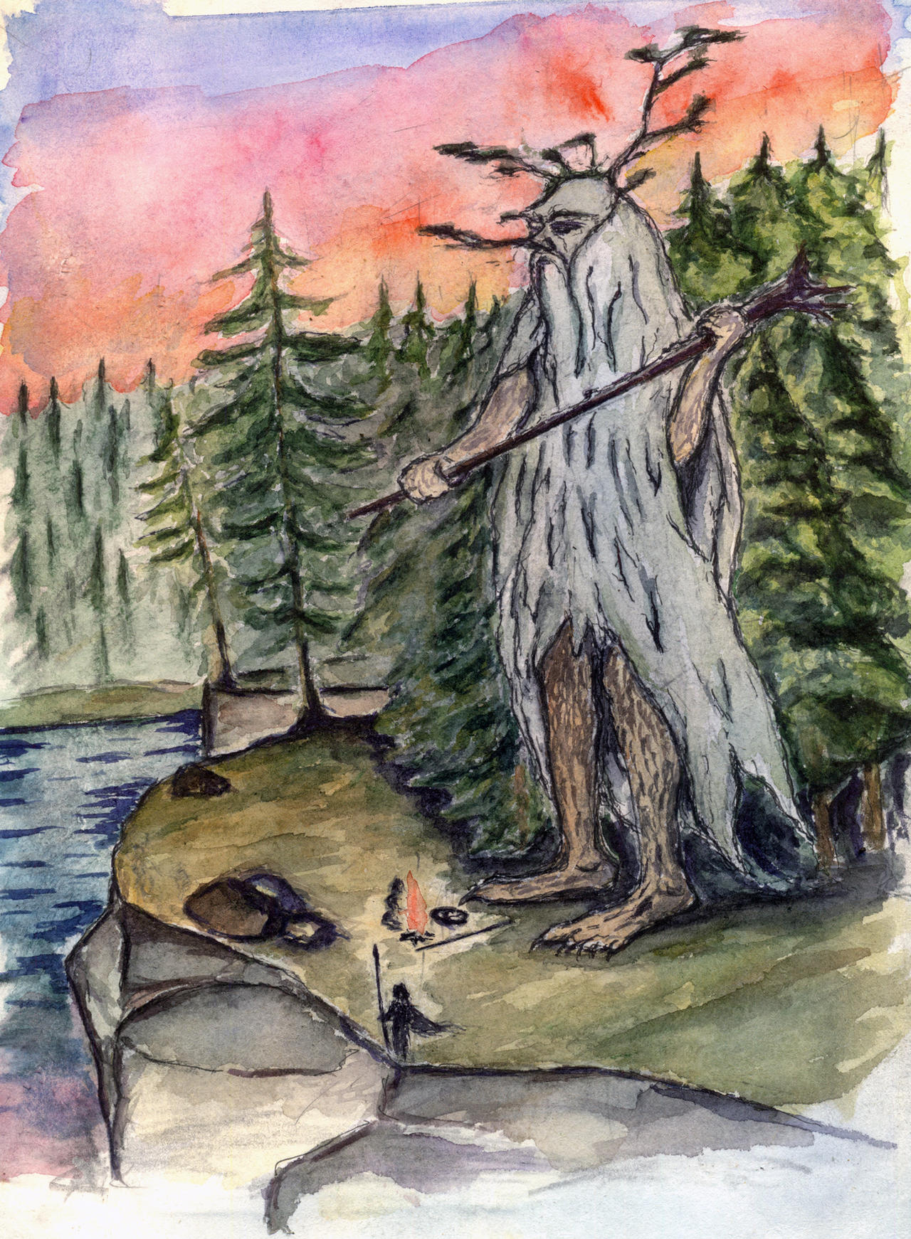 Guard of the woodland (watercolor sketch)