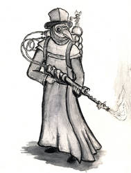 Plague flamethrower (watercolor and pen sketch)