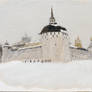 Oil sketch (Lavra on a foggy winter day)