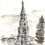 Bell tower of Chernigovsky skete (pencil sketch)