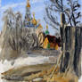Sergiev Posad, spring (oil on canvas sketch)
