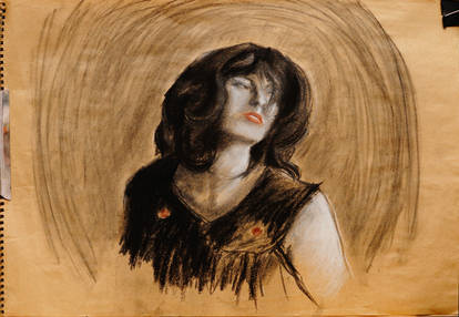 Portrait study (charcoal, white chalk, sanguine)