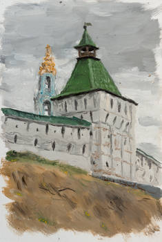 Lavra in cloudy April day (oil sketch)