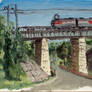 Landscape with the railroad bridge (oil sketch)