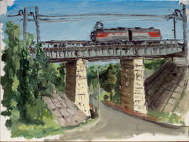 Landscape with the railroad bridge (oil sketch)