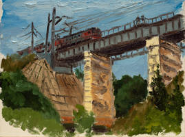 Railroad bridge (oil sketch)