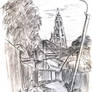 Sergiev Posad street view (pencil sketch)