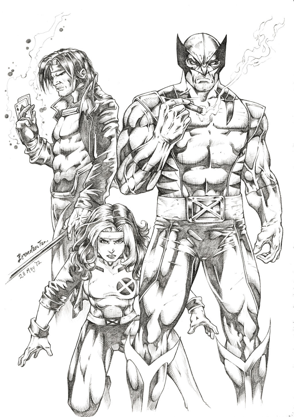 X-Men's Wolverine, Rogue and Gambit