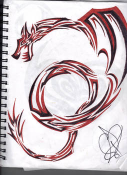 Red and Black Tribal Dragon