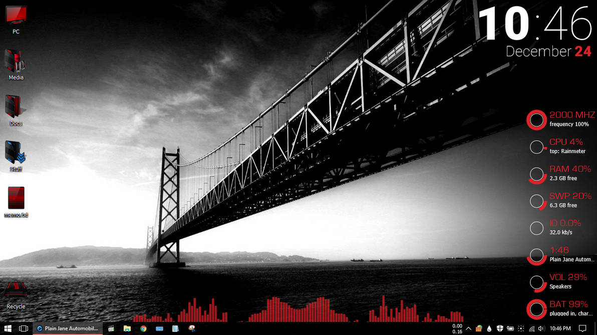Rainmeter Red Visualizer with Digital Clock by yogeshxlr8 on DeviantArt