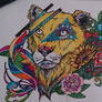 Lion and Flowers