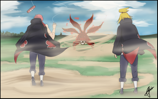 4-tailed naruto vs Akatsuki