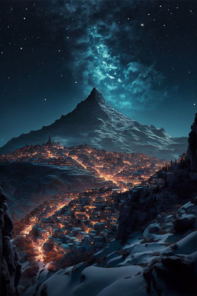 midknight.kaol Beautiful City carved into Mountain by madajoe6969 on