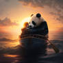 Berro A person hugging a Panda in a boat in the mi