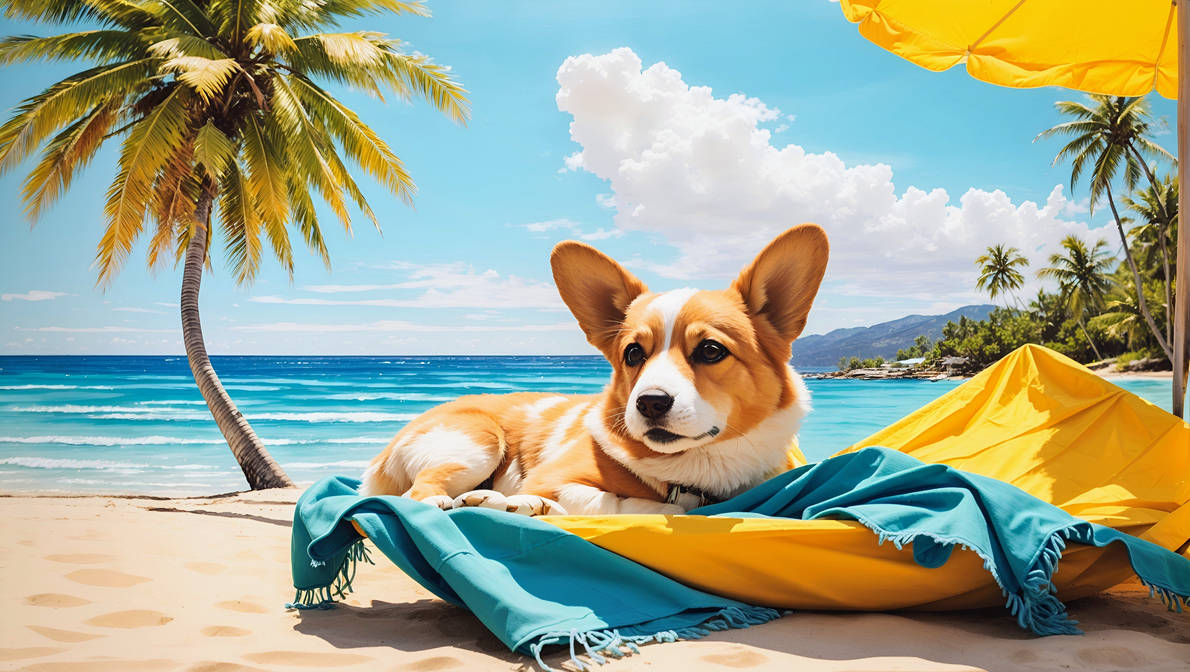 Commission for a friend. Corgi's Beach Day by phithis on DeviantArt