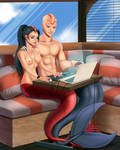 Mermaid Katy and Delphin ~ Making Plans by sirenabonita