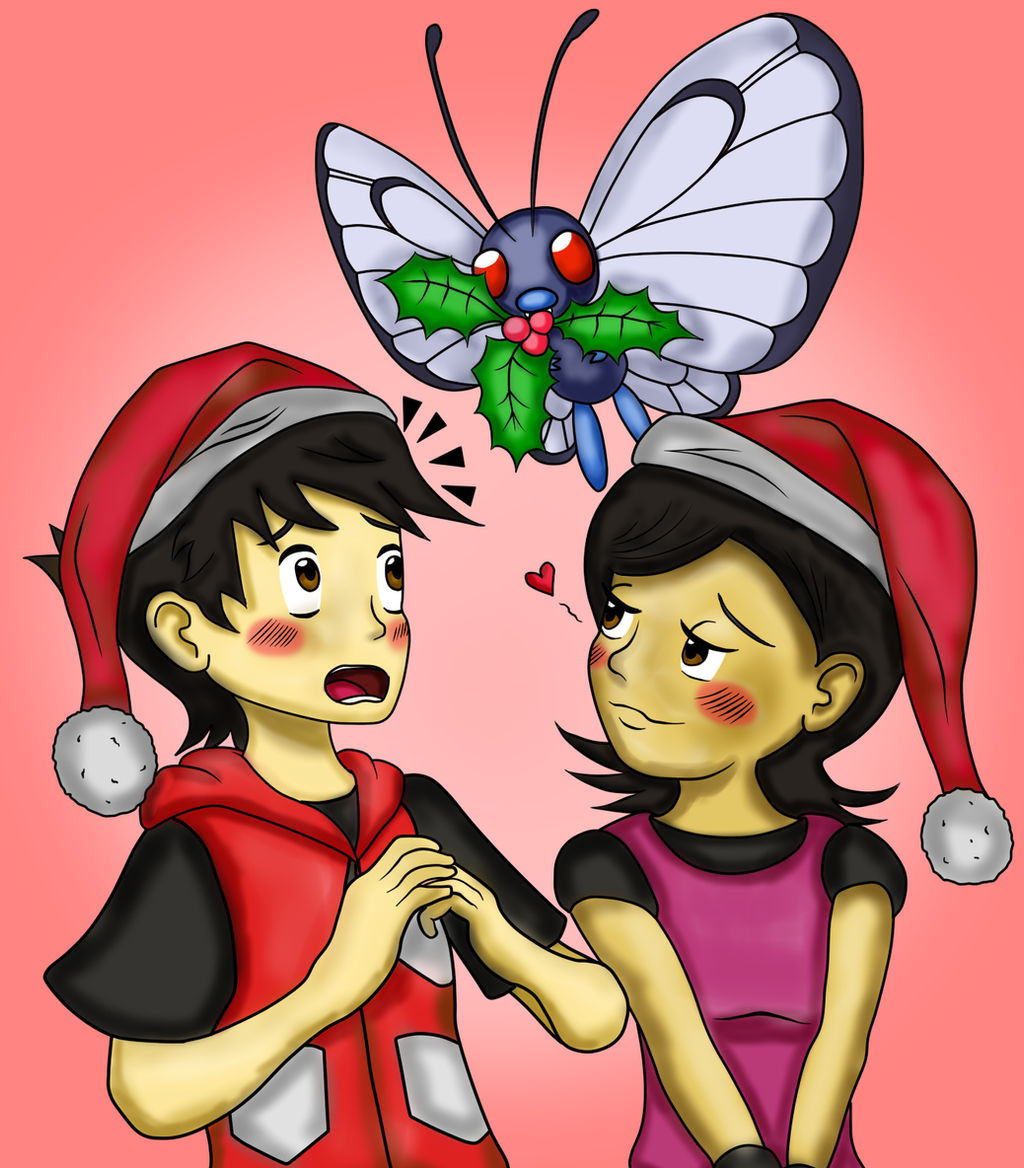 A kiss under the mistletoe