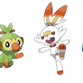 Grookey, Scorbunny, and Sobble PNGs