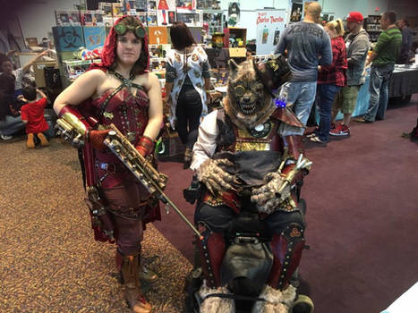 Steampunk Red Riding Hood and the Big Bad Wolf