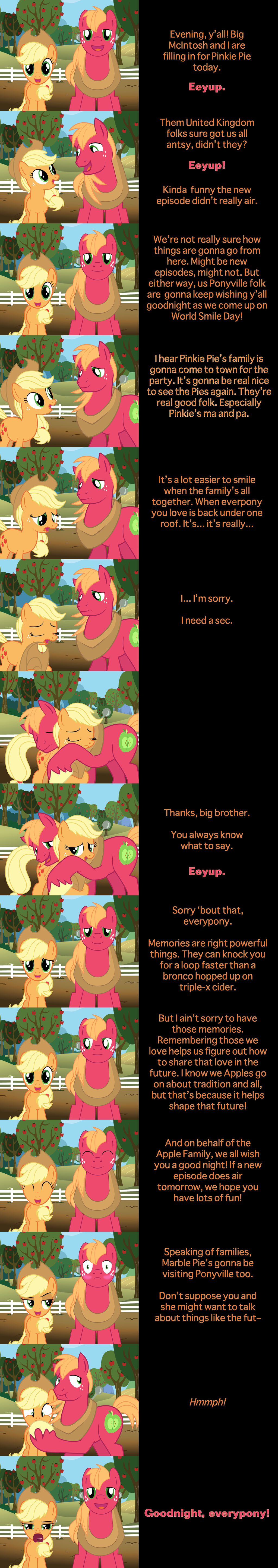 Applejack and Big Mac Say Goodnight