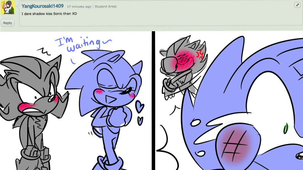 Sonic and Shadow accidental kiss by Meggie-Meg on DeviantArt