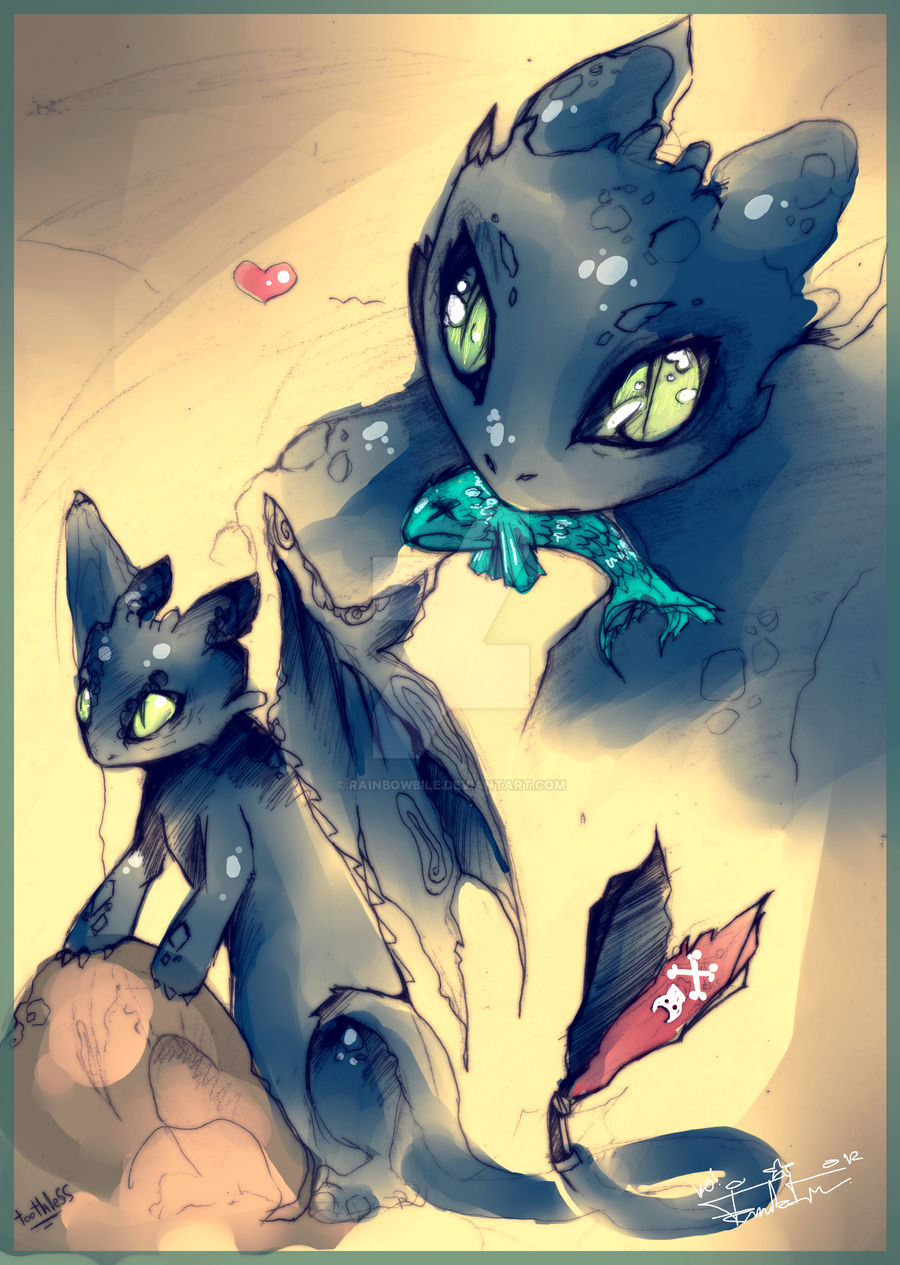 HTTYD + Toothless + Fish by RainbowBile on DeviantArt